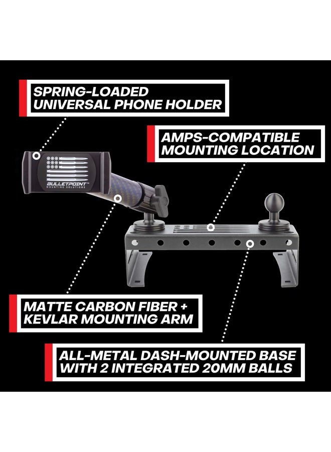 Bulletpoint Metal Dash Mount Phone Holder Compatible with 2015-2020 Ford F150 & 2017-2022 F250/F350 Super Duty - Dual 20mm Ball Dash F150 Phone Mount (13th Generation) - Image 2